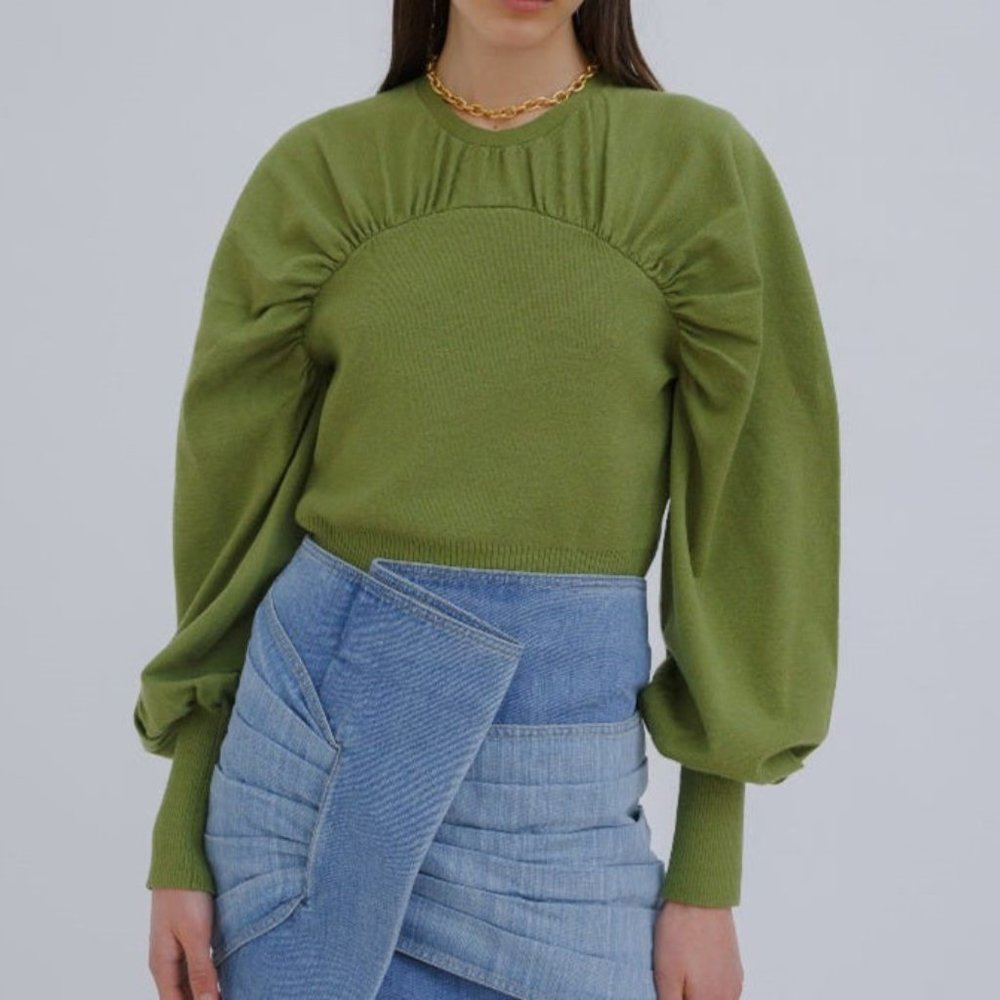 CMEO COLLECTIVE PROPORTION KNIT JUMPER OLIVE